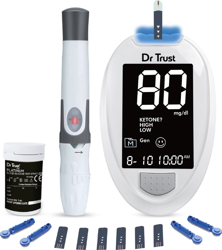 Dr Trust (USA) Digital Glucose Blood Sugar testing Monitor Machine with 10 Strips Glucometer(White)