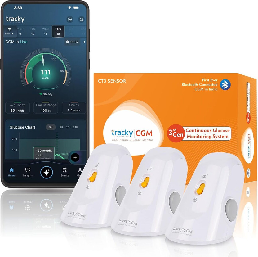 Tracky Tracky CGM Sensor For continuous glucose monitoring Pack of 3 Glucometer(White) - Flipkart Deal