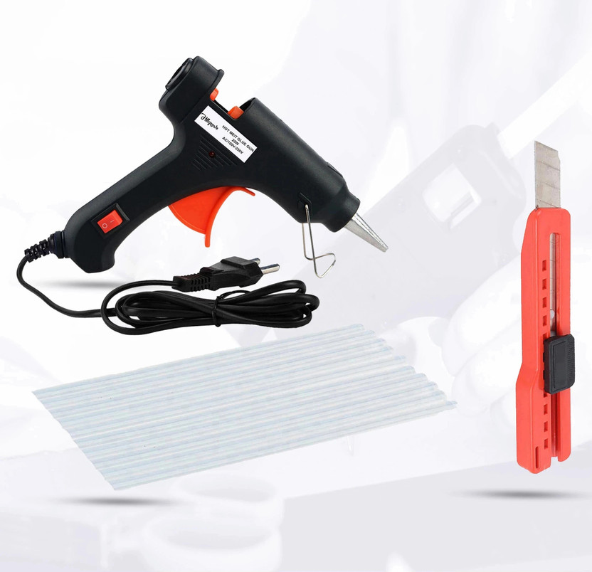 Hillgrove HGCM280M1 20W Hot With 10Pcs Stick and Utility Knife for Craft,Art Standard Temperature Corded Glue Gun(7 mm)