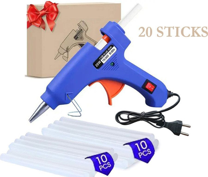 MKWOIWQ Blue 20w Mini Hot Glue Gun With 20 Pcs Hot Melt Glue Stick Standard Temperature Corded Glue Gun(7 mm)