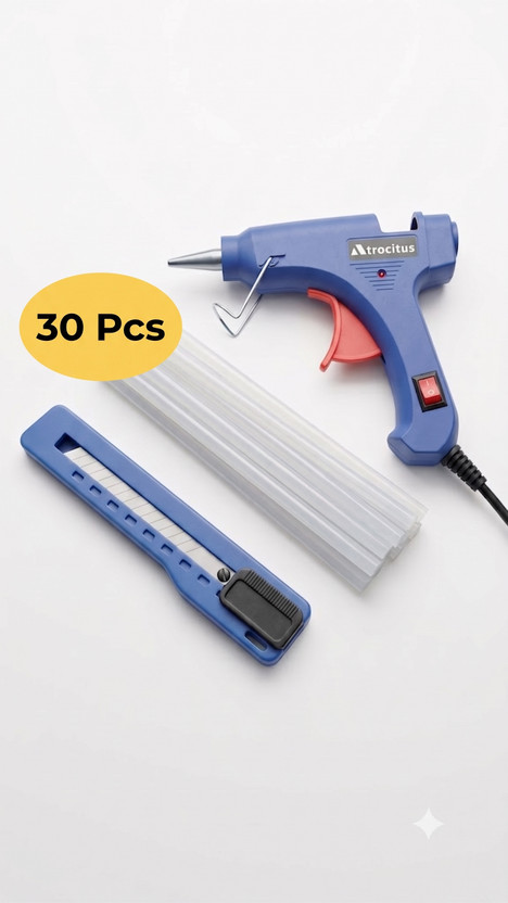 Atrocitus 20W Mini Glue Gun With 30Pcs Glue Stick+Utility Knife for DIY and craft Standard Temperature Corded Glue Gun(7 mm)