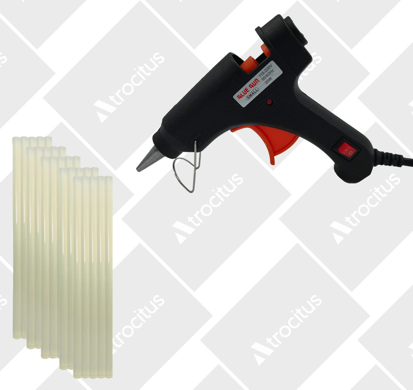 Atrocitus ATCGG1121 20W Black Mini Hot Glue Gun With 25 Pcs Hot Melt Glue Stick for Craft Standard Temperature Corded Glue Gun(7 mm)