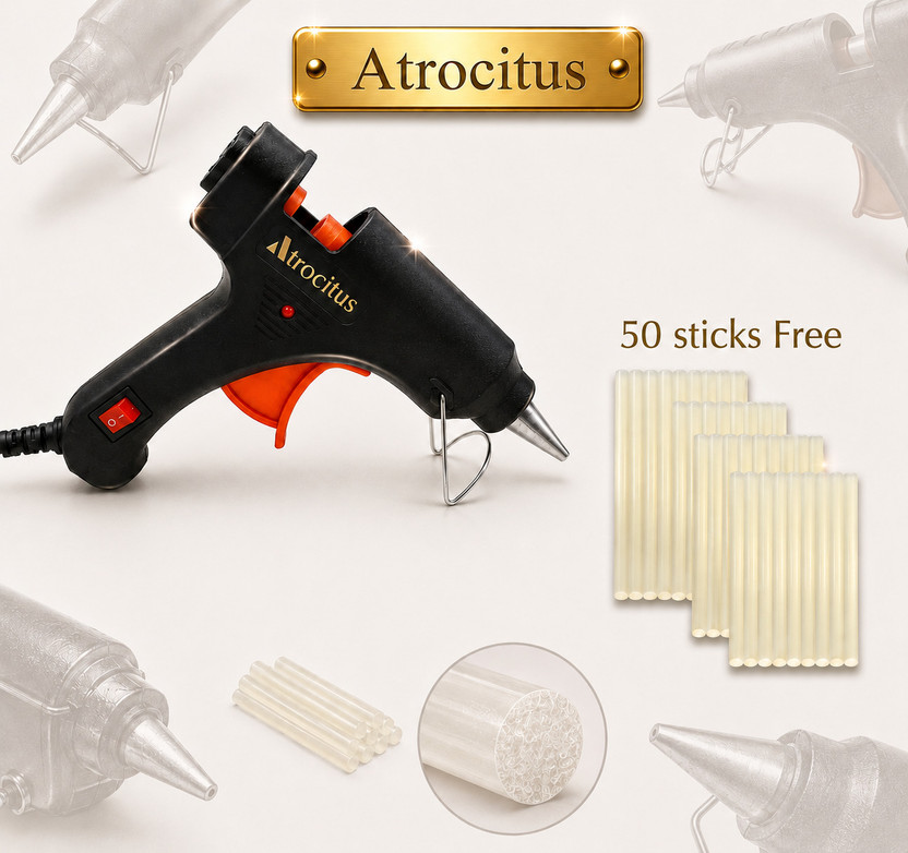 Atrocitus 20W Mini Glue Gun With 50Pcs Glue Stick for DIY Home Craft,Art Standard Temperature Corded Glue Gun(7 mm)