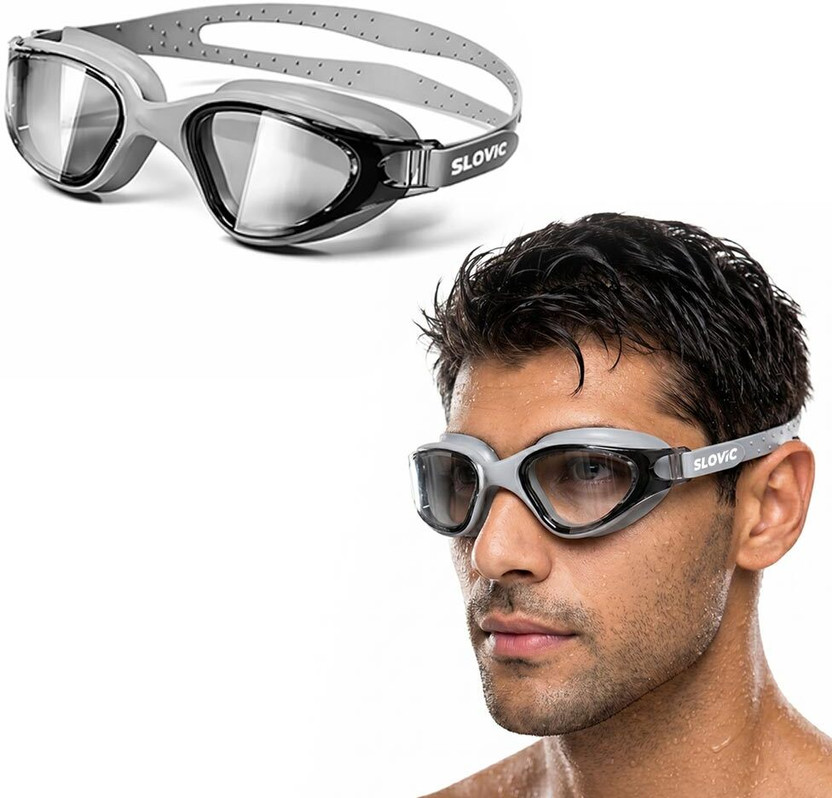 SLOVIC Anti-Fog | UV-Protection | Leak-Proof | Premium Quality | Clear Vision | Men Swimming Goggles(Grey)