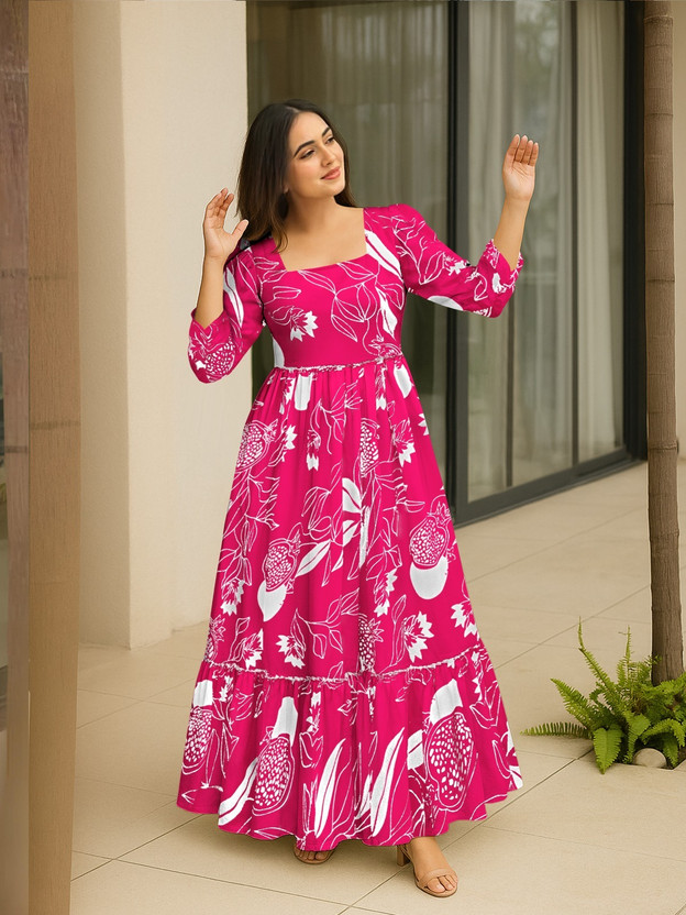 D'CART Anarkali Gown(Pink)
