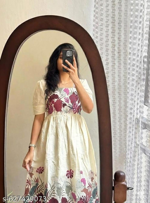 KR KR GLOBAL ENTERPRISES Women Fit and Flare Pink Knee Length Dress - Flipkart Deal
