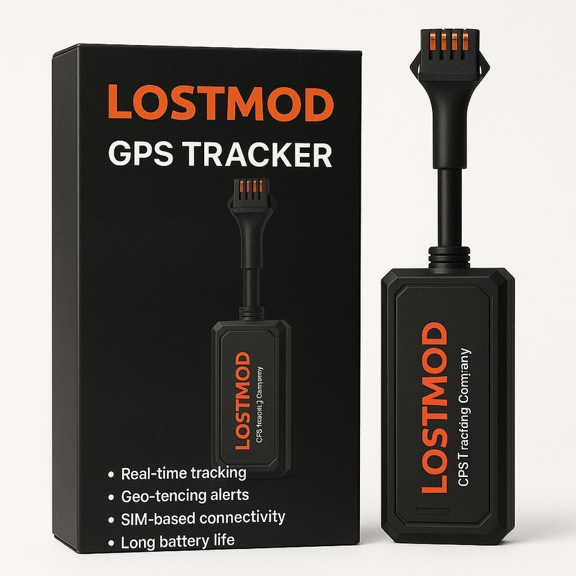 lostmod GPS Tracker for Car, Bike,Taxi,Truck with Engine ON/Off Form APP GPS Device(10 Maps, Black)