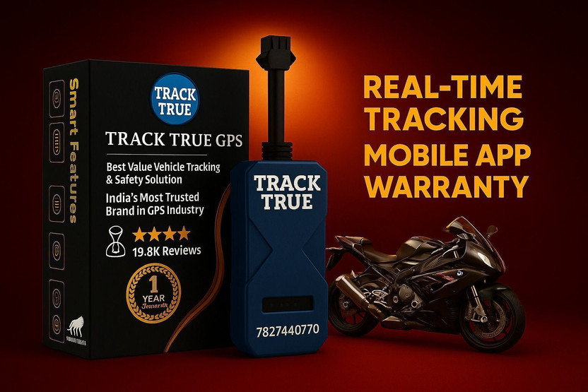 TRACKTRUE Bike GPS Tracker Device with(Inbuilt Battery, Engine CUT OFF) Smallest GPS GPS Device(30 Maps, Black)