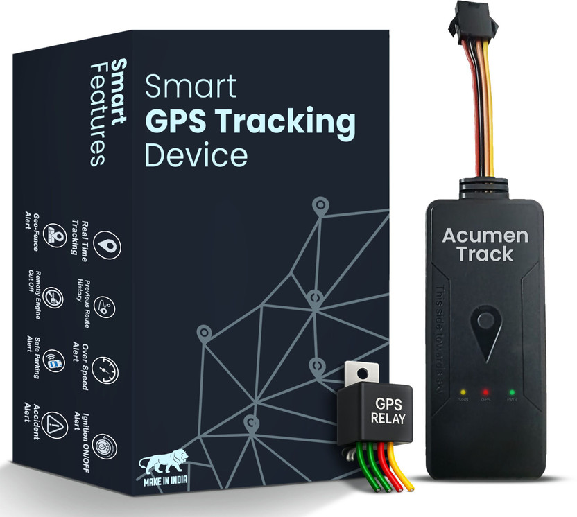 Acumen Track UC 3000 (SMALLEST COMPACT gps tracker for Bikes Car Truck Bus With Battery Inside and Ignition Cut Off Function Gps Tracker With 1 Year Warranty) GPS Device(30 Maps, Black)