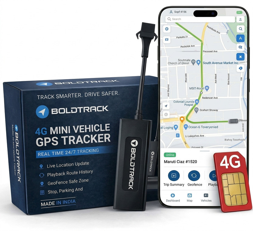 BoldTrack GPS Tracker for Bike, Car, Truck, Bus with Remote Engine Lock GPS Device GPS Device(Black)