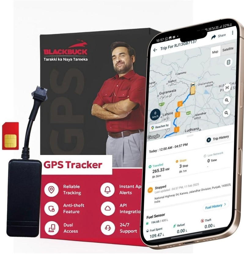BlackBuck GPS Tracker for Car, Bike,Truck, Bus | Pan India Installation & Repair Facility GPS Device(Black)
