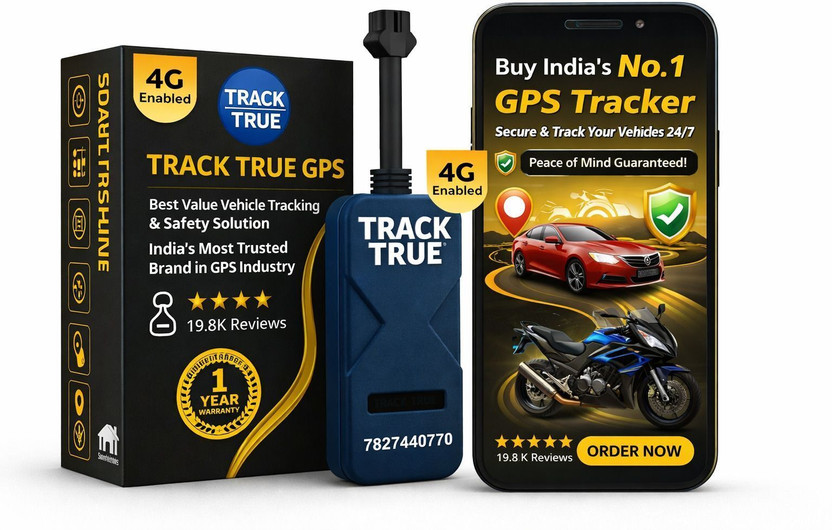 TRACKTRUE 4G GPS Tracker for Cars, Bikes & Trucks with Inbuilt Battery & Engine Cut-Off GPS Device(4000 Maps, Blue)