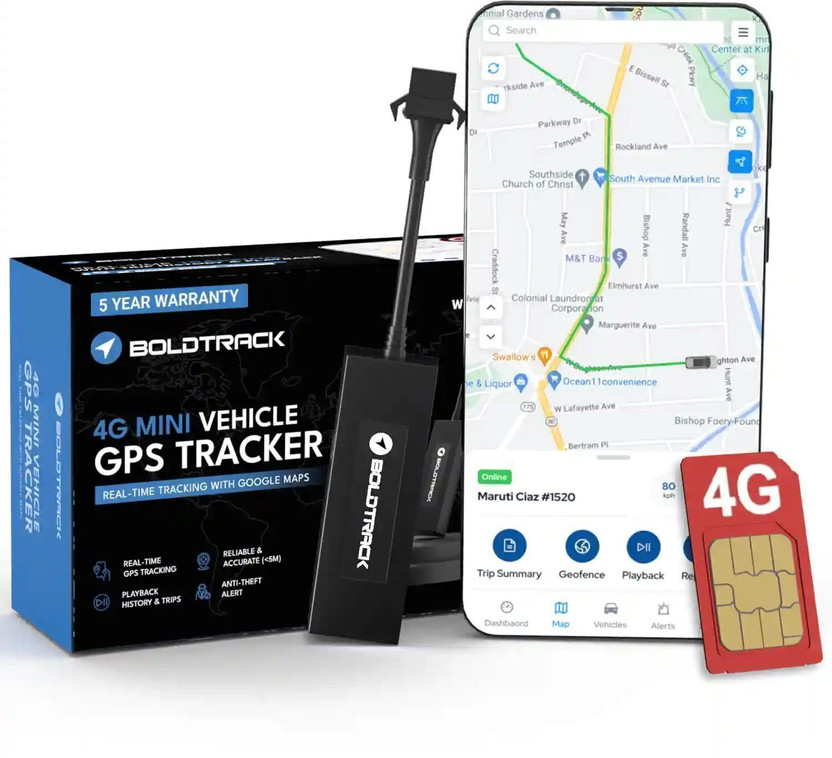 BoldTrack GPS Tracker for Bike, Car, Truck, Bus with Remote Engine Lock GPS Device GPS Device(Black)
