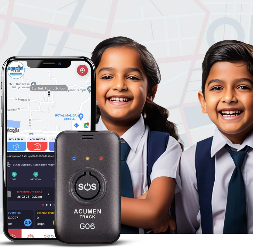 Acumen Track Wireless Mini GF 06 Child Tracker with SOS Button 850 MAH Voice Recording GPS Device(5000 Maps, Black)