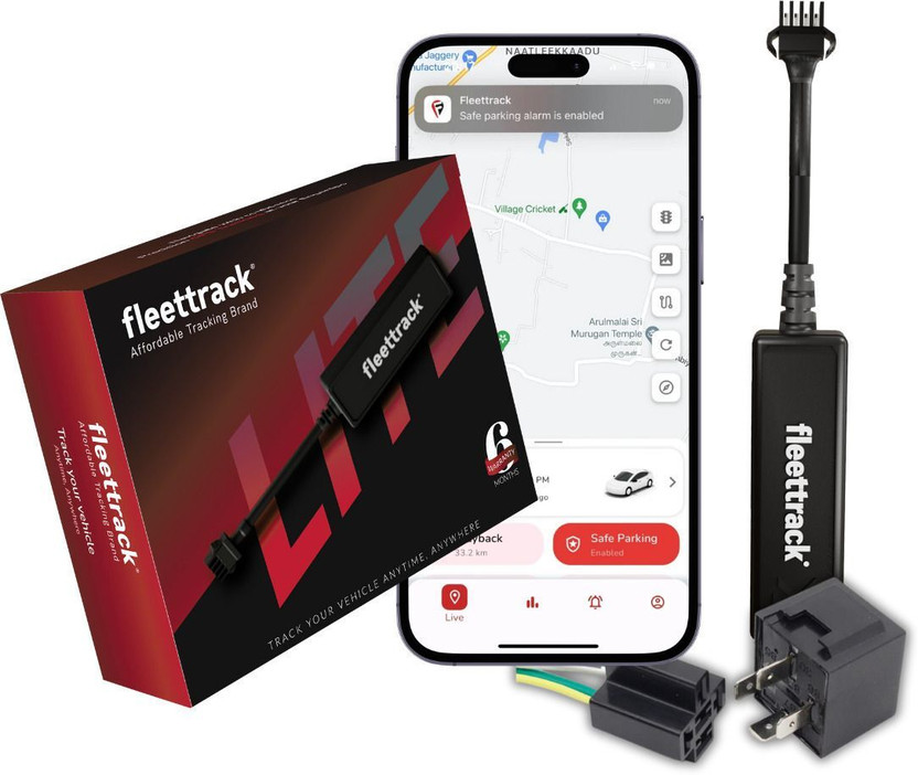 fleettrack Wired Tracker with Remote Engine Lock for Car, Bike, Truck, Bus GPS Device(Black)