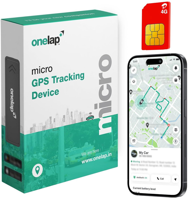 onelap Micro Wired GPS Tracker for Car, Bike, EV Scooty Truck with Engine ON/Off Alerts GPS Device(Black)
