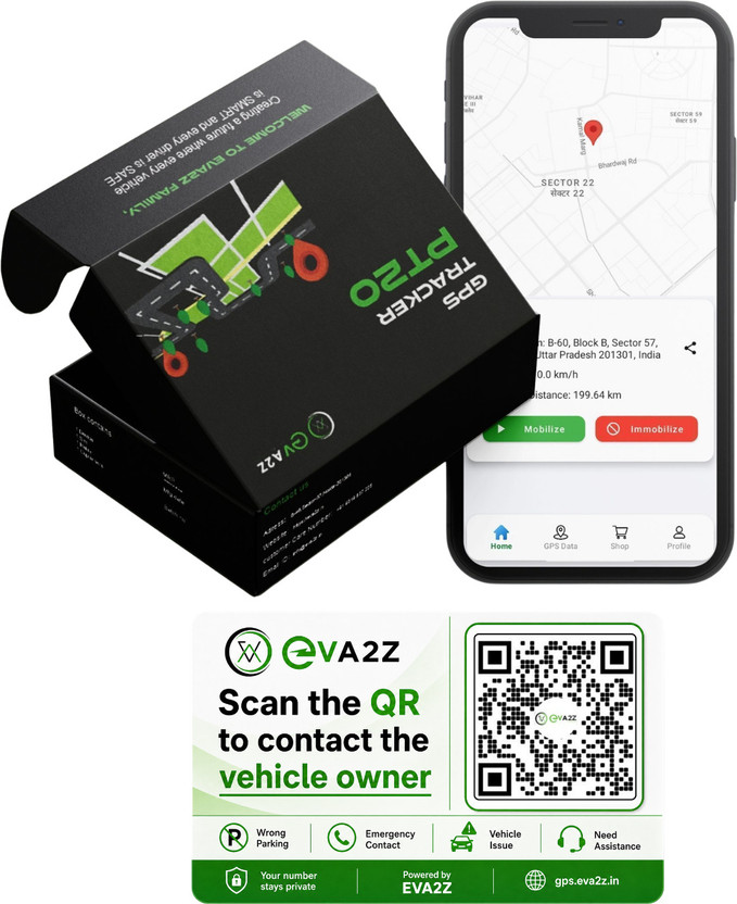 Eva2z Eva2z Wired GPS Tracker 1 Year Free Internet Recahrge with Free Emergency Tag GPS Device(Black, Green, White) - Flipkart Deal