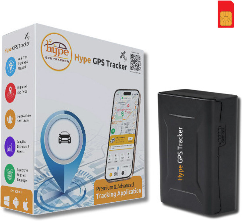 HypeGPSTracker GPS Tracker wireless 10,000 mAh battery with Magnet Device Voice Monitoring GPS Device(4 Maps, 1year Sim + Apps Subscription, Parking, Temper, Geofence alert)