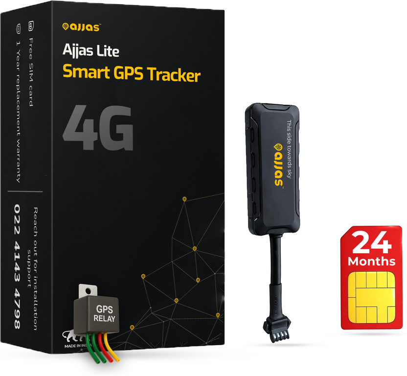 Ajjas Lite 4G Wired GPS Tracker for Car, Bike, Truck, Bus with 2 Year Data Plan GPS Device(Black)