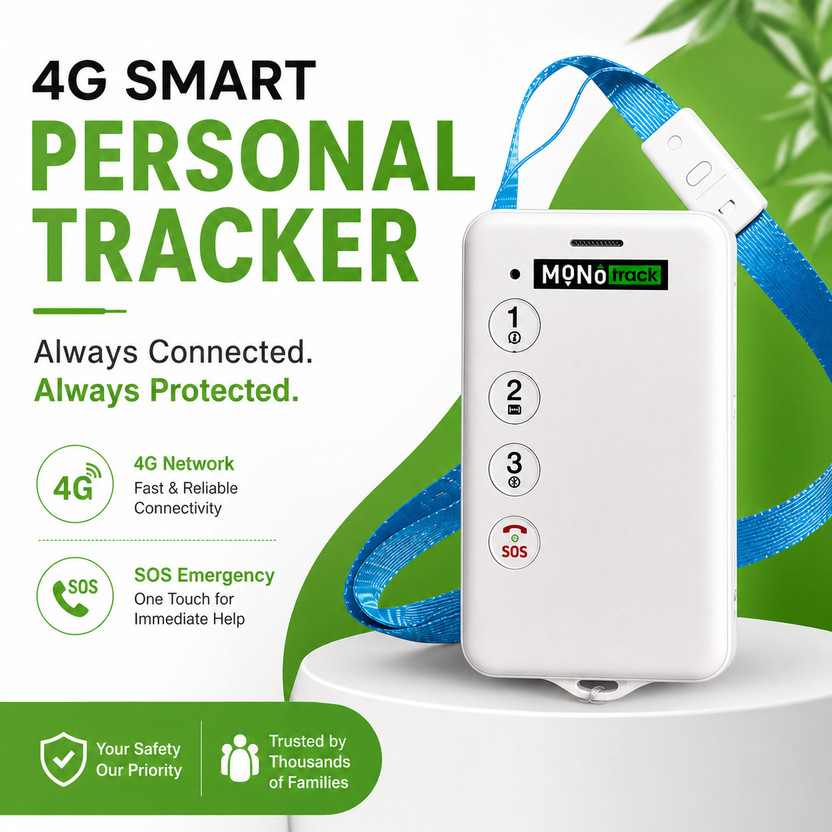 MONOTRACK 4G Personal GPS Tracker GPS Device(White)