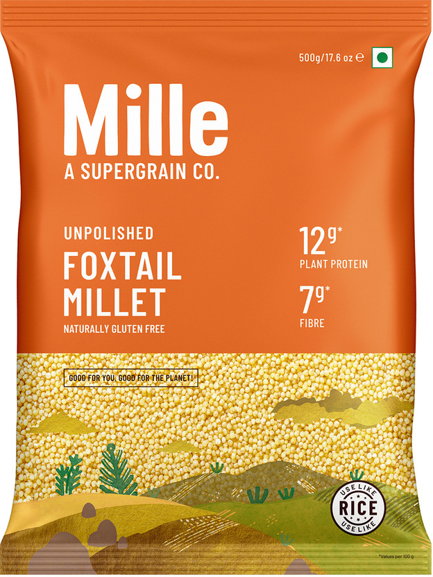 Mille Whole Grain, Kangani, Gluten Free, High Plant Protein &Fibre Foxtail Millet(500 g)