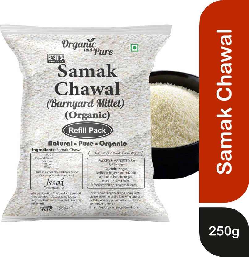 Organic and Pure Barnyard Millet Bhagar Sama Moriya Samak Samo Ke Chawal Millet Rice Fasting Ref Raw Rice(0.25 kg)