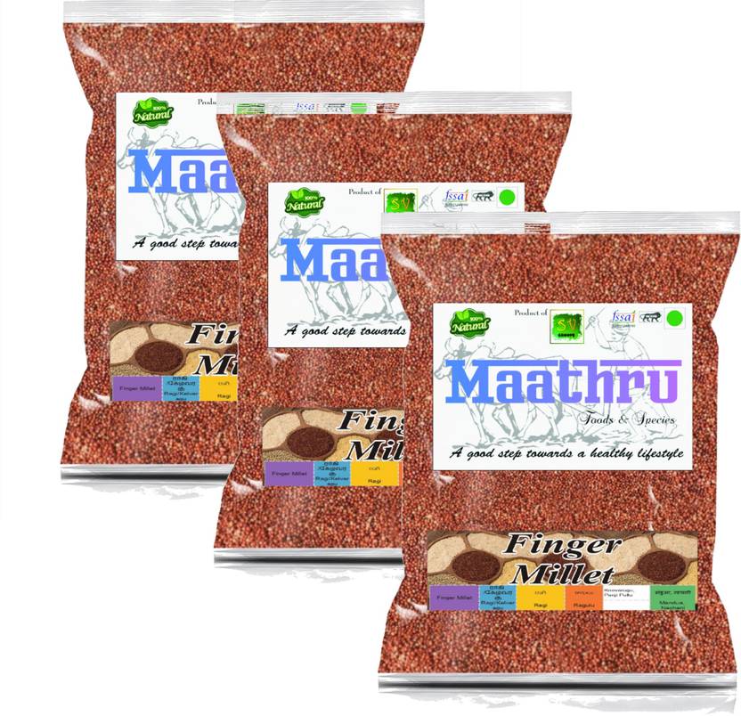 MAATHRU Ragi Sabut (Finger Millet Whole Grain)3Kg (Pack Of 3) Finger