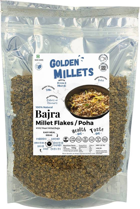 GOLDEN MILLETS Bajra Pearl Millet Flakes 500gm Pearl Millet Price in