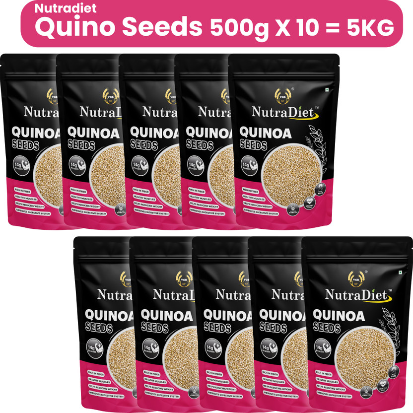 VGB white Quinoa Seeds ( Quinoa ) Superfood for weight loss- 5kg ( 500g pack of 10 ) Quinoa(5 kg, Pack of 10)