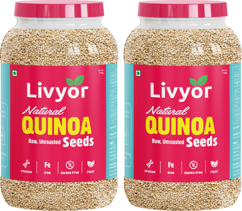 LIVYOR White Quinoa Seeds, Gluten Free for Weight loss Management, Rich in Protein, Iron and Fiber Quinoa(2 kg, Pack of 2)