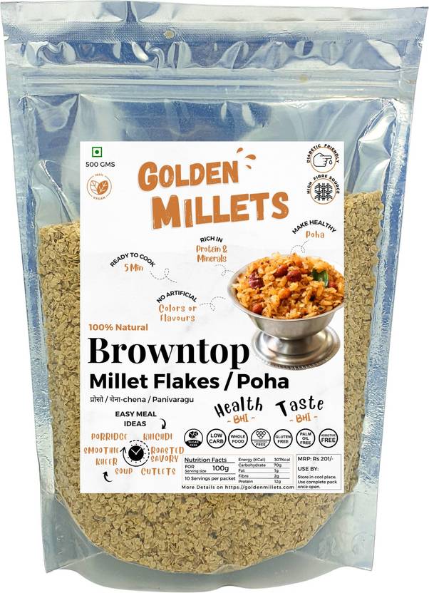 GOLDEN MILLETS Browntop Millet Flakes 1kg Browntop Millet Price in