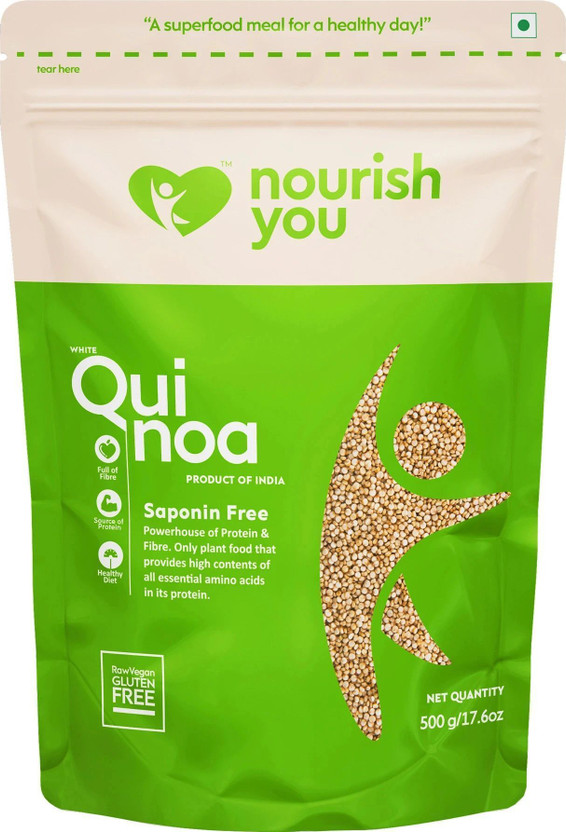Nourish You White Quinoa for Weight Loss Mgmt., Glutten Free, High Protein & Fibre (500g) Quinoa(0.5 kg)