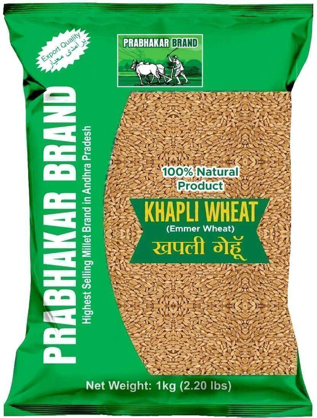 Prabhakar Brand Khapli Wheat Emmer Wheat High Dietary Fiber Easy Digestion Diet Food Whole Wheat(1 kg)