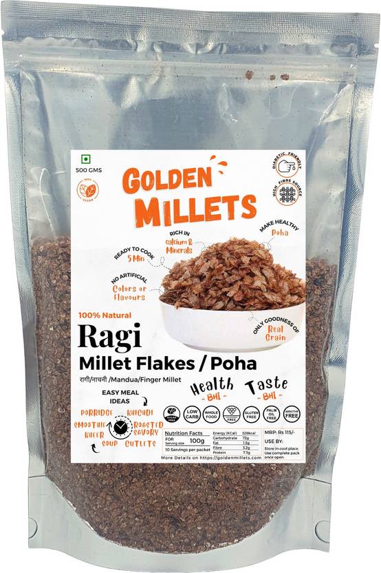GOLDEN MILLETS Ragi Finger Millet Flakes 500gm Finger Millet Price in
