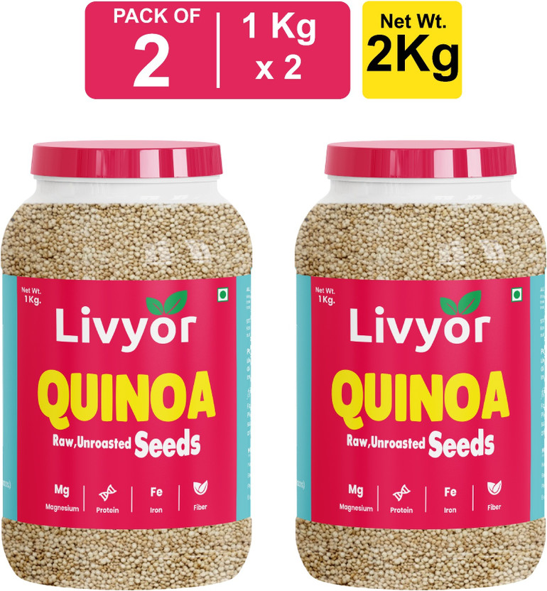 LIVYOR White Quinoa Seeds, Gluten Free for Weight loss Management, Rich in Protein, Iron and Fiber Quinoa(2 kg, Pack of 2)