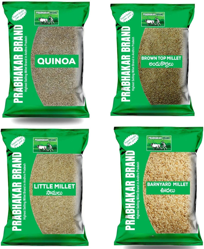 Prabhakar Brand Weight Loss Millet Combo Quinoa,Browntop Millet,Little Millet,Barnyard Millet Quinoa(2 kg, Pack of 4)