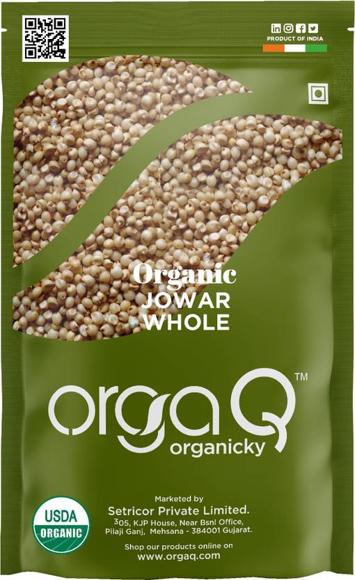 OrgaQ Organicky Organic Jowar Whole 1kg (pack of 1) Jowar