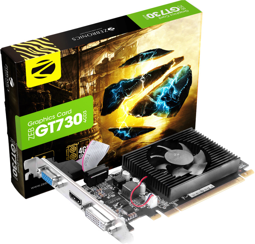 ZEBRONICS GT730 GDDR3 4 GB NVIDIA Chipset 64 bit 1333 MHz Graphics Card