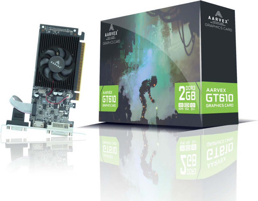 AARVEX Graphic Card GT610 2GB DDR3 DDR3 2 GB NVIDIA Chipset 64 bit 1600 MHz Graphics Card(Black)