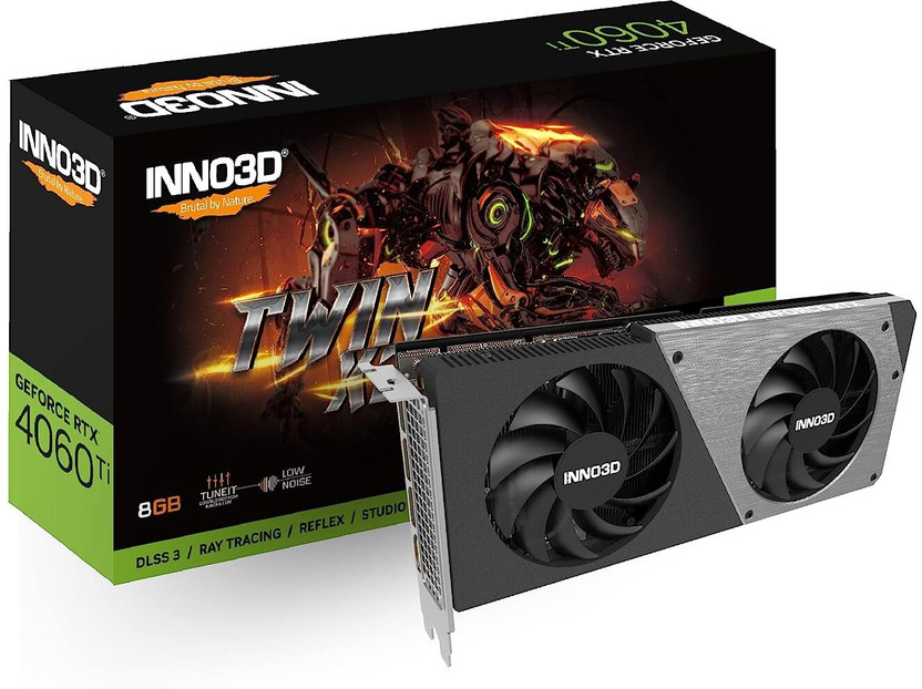 Inno3D GEFORCE RTX 4060 Ti TWIN X2 GDDR6 8 GB NVIDIA Chipset 128 bit 4060 MHz Graphics Card(Black)