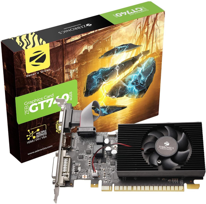 ZEBRONICS GT740 GDDR3 4 GB NVIDIA Chipset 128 bit 1333 MHz Graphics Card(Black)