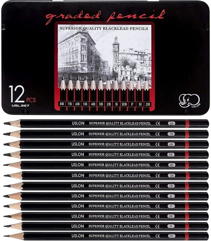 VICTERR VICTERR 12 Pcs Sketch Pencil Set For Artist Drawing kit Sketching Pencil Set Pencil(Pack of 12) - Flipkart Deal