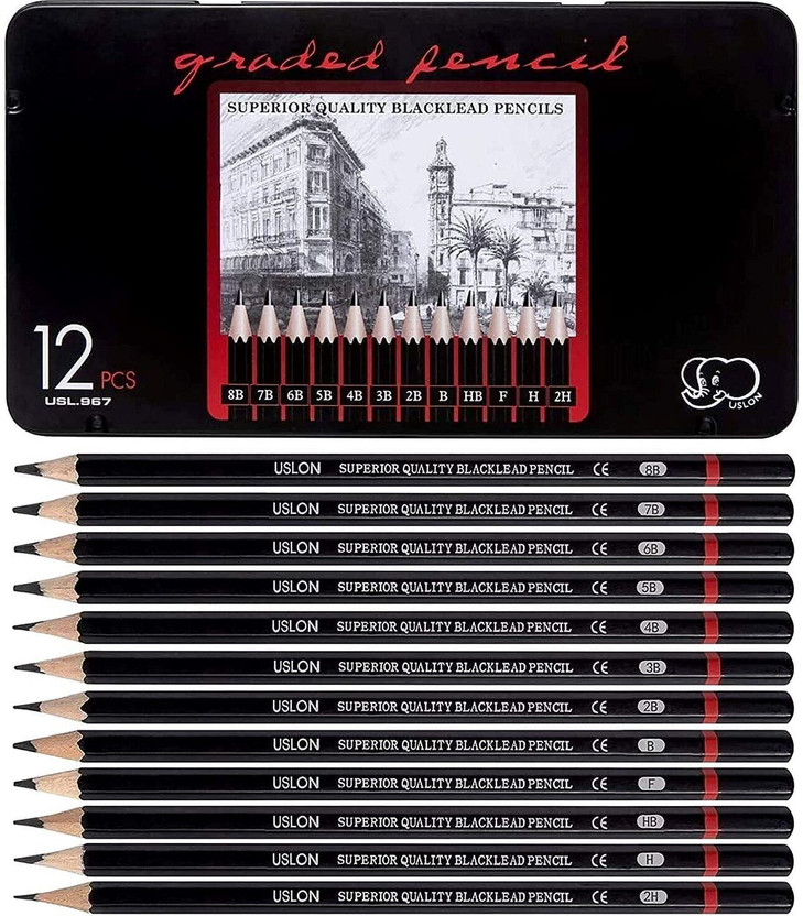 ENNAYOU 12 Pcs Sketch Pencil Set For Artist Drawing kit Sketching Pencil Set Pencil(Pack of 12)