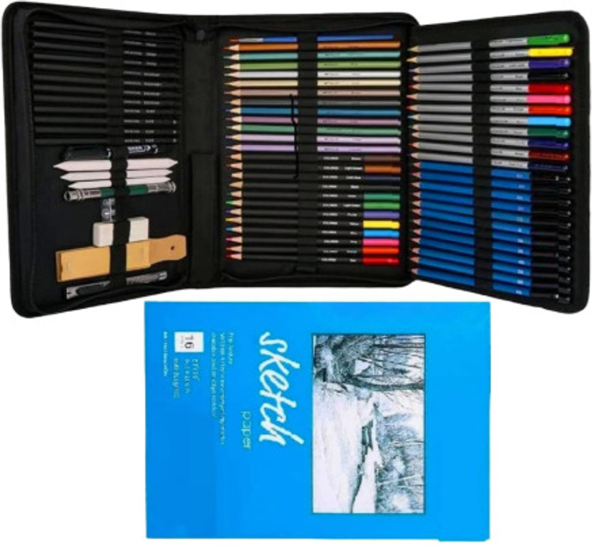 Corslet 72 Pcs Art Pencil Sketch Kit Drawing for Artists Kit Graphite Colored Charcoal Pencil(Pack of 71)