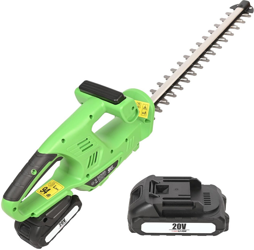 GIGAWATTS 20V Cordless Hedge Trimmer with 1.5Ah Battery 1300 RPM Cordless Grass Trimmer(Manual Feed)