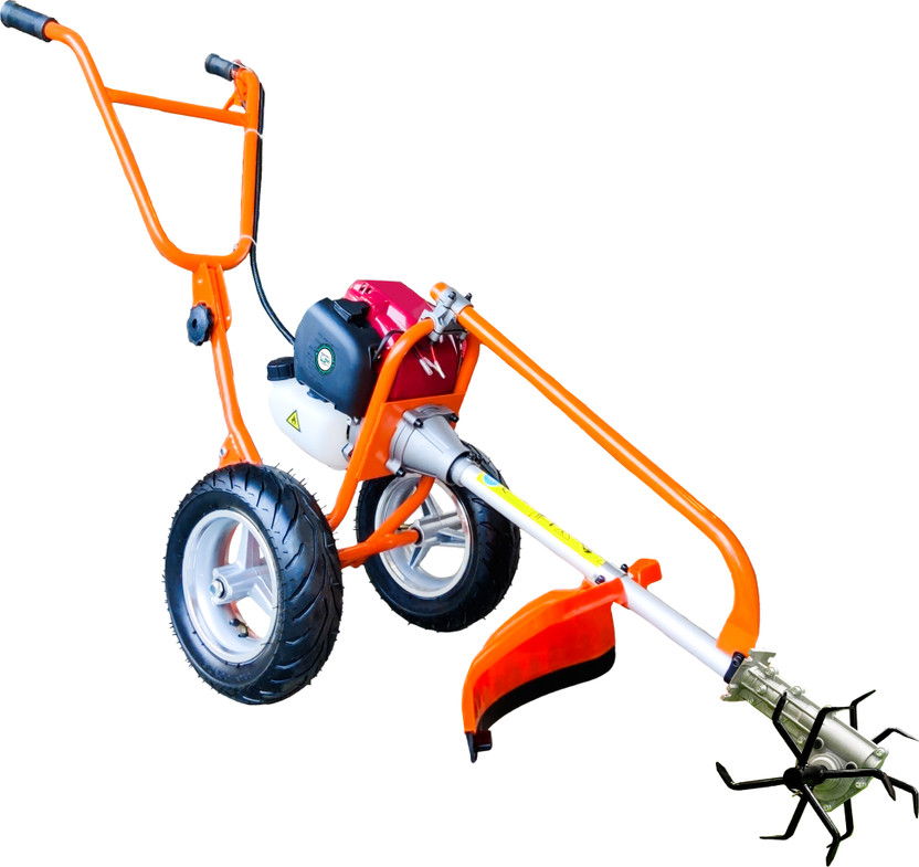 DVI 50cc 4 Stroke Trolley Brush Cutter With Cultivator Attachment For Agriculture Fuel Grass Trimmer(Automated Feed)