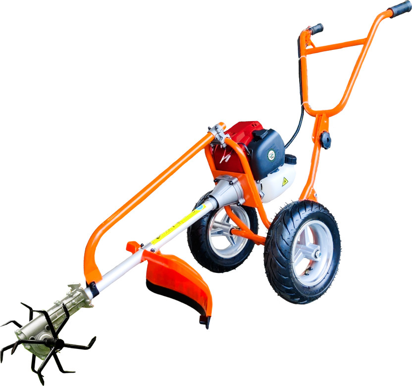 DVI 52cc 2 Stroke Trolley Brush Cutter With Cultivator Attachment For Agriculture Fuel Grass Trimmer(Automated Feed)