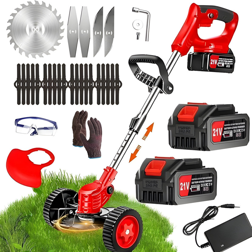 HIMAH HITMAH Electric Garden Lawn Mover 2X(48V Battery) Powered Lawn Trimmer Cordless Grass Trimmer(Manual Feed)