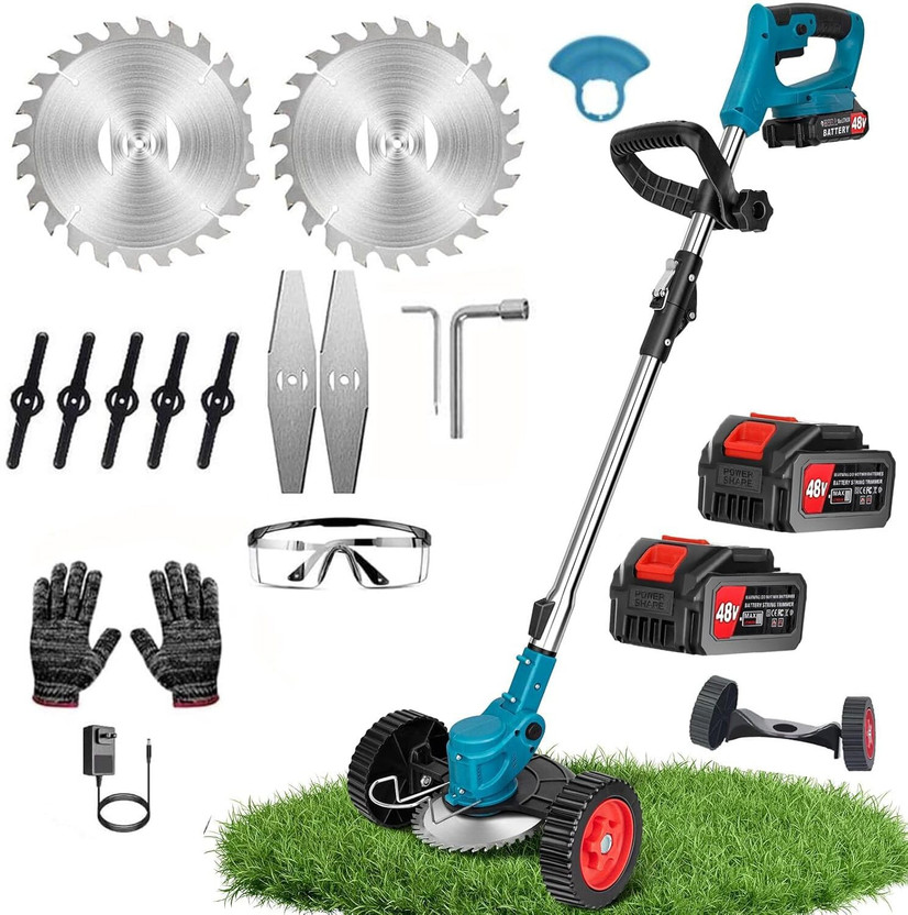 Tazomi Electric Grass Cutter Machine for Garden, Lawn Mower & Weed Trimmer Electric Grass Cutter Machine for Garden, Lawn Mower & Weed Trimmer Battery & AC Adapter Push Lawn Mower(1.5 inch)