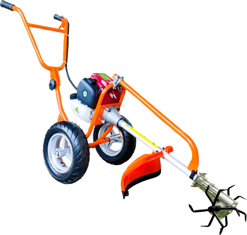DVI 35cc 4 Stroke Trolley Brush Cutter With Cultivator Attachment For Agriculture Fuel Grass Trimmer(Automated Feed)